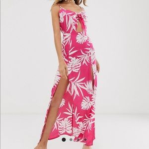 🆕Beach Maxi Dress floral print tie front sz 4